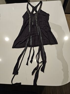 AllSaints Dark Grey Black Tank with Beading